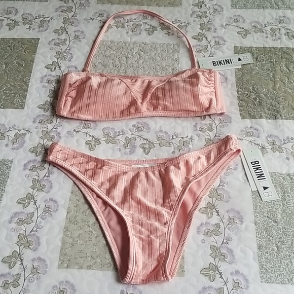 The Bikini Lab Luster Ribbed Bandeau Cheeky Bikini - Picture 7 of 15